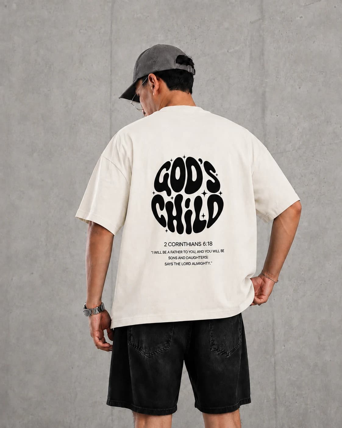 Franela Oversized God's Child — crudo trasero