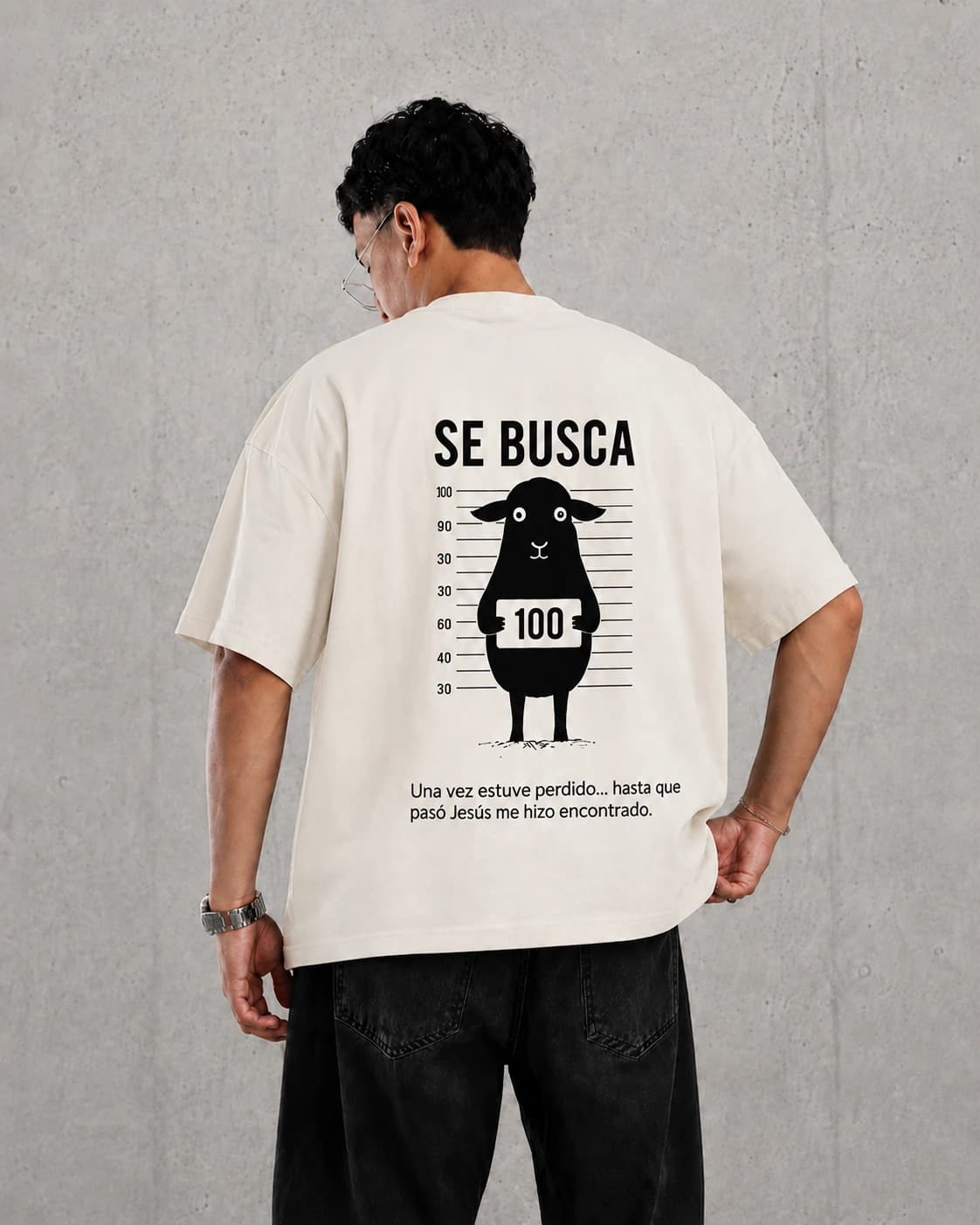 Franela Oversized Se Busca — crudo trasero
